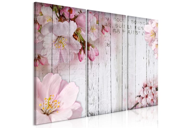 Tavla Flowers On Boards 3 Parts 90X60 Rosa - Blommor - Inredning - Tavlor & posters - Canvastavla