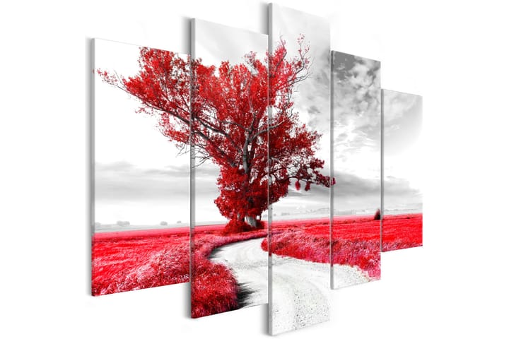 Tavla Lone Tree 5 Parts Red 225x100 - Artgeist sp. z o. o. - Inredning - Tavlor & posters - Canvastavla