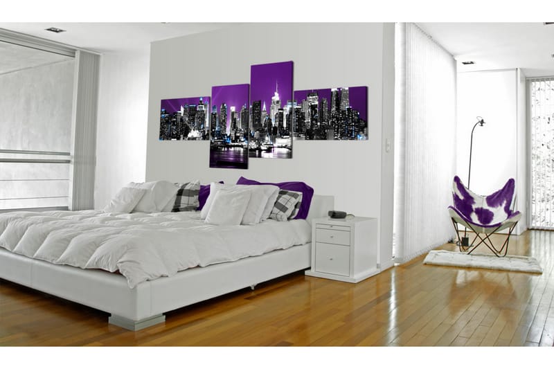 Tavla New York On A Violet Background 200x90 - Artgeist sp. z o. o. - Inredning - Tavlor & posters - Canvastavla
