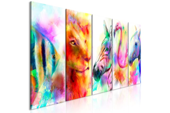Tavla Rainbow Watercolours 5 Parts Narrow 225x90 - Artgeist sp. z o. o. - Inredning - Tavlor & posters - Canvastavla