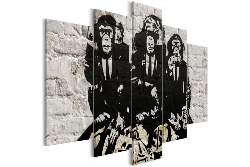 Tavla Rich Monkeys 5 Parts Wide 100x50 - Artgeist sp. z o. o. - Inredning - Tavlor & posters - Canvastavla