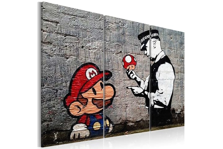 Tavla Super Mario Mushroom Cop By Banksy 120x80 - Artgeist sp. z o. o. - Inredning - Tavlor & posters - Canvastavla