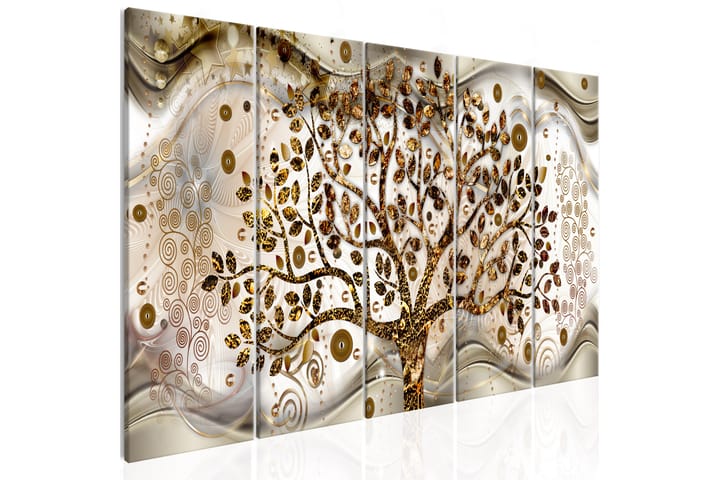 Tavla Tree And Waves 5 Parts Brown 200x80 - Artgeist sp. z o. o. - Inredning - Tavlor & posters - Canvastavla