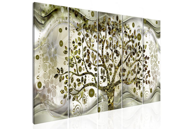 Tavla Tree And Waves 5 Parts Green 200x80 - Artgeist sp. z o. o. - Inredning - Tavlor & posters - Canvastavla