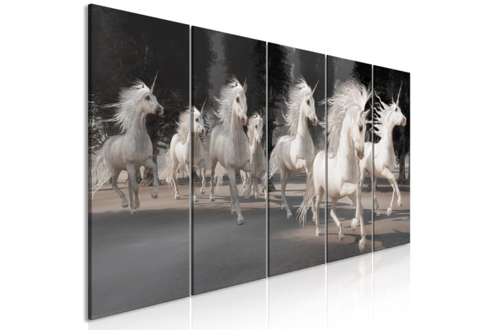 Tavla Unicorns Run 5 Parts Narrow 225x90 - Artgeist sp. z o. o. - Inredning - Tavlor & posters - Canvastavla