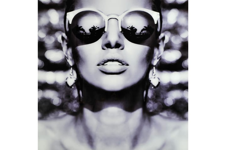Tavla Woman With Sunglasses Grå - 120x120 cm - Inredning - Tavlor & posters - Canvastavla