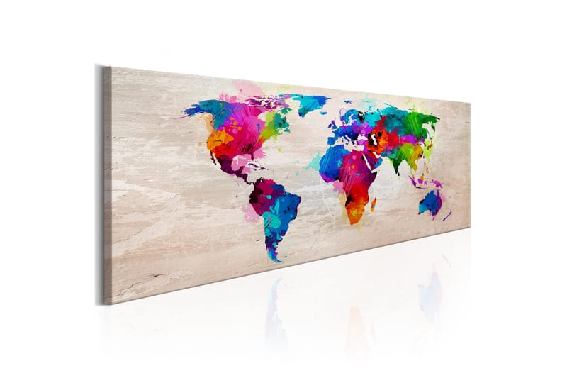 Tavla World Map Finesse Of Colours 150x50 - Artgeist sp. z o. o. - Inredning - Tavlor & posters - Canvastavla
