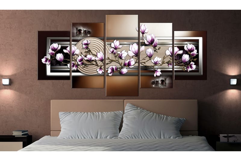 Tavla Zen Garden And Magnolia 200X100 Brun|Rosa|Flerfärgad - Blommor - Inredning - Tavlor & posters - Canvastavla