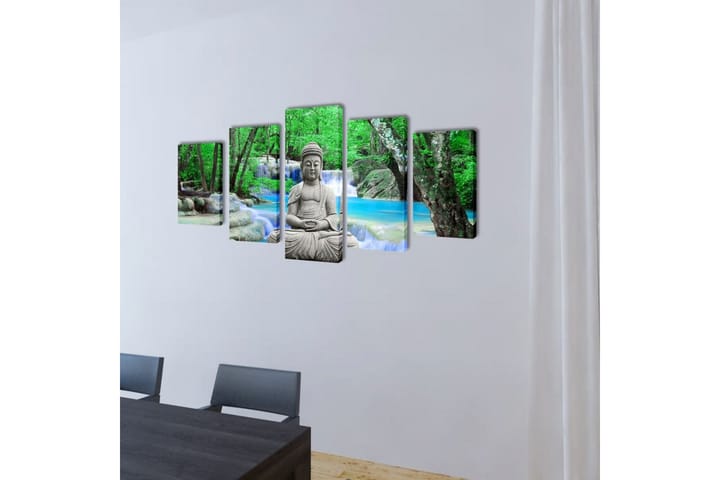Uppsättning väggbonader på duk: Buddha 200x100 cm - Flerfärgad - Inredning - Tavlor & posters - Canvastavla