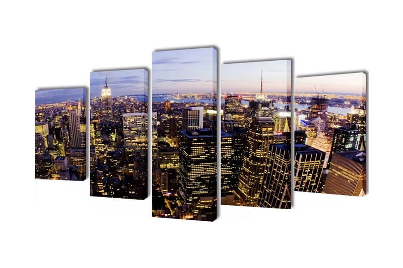Uppsättning väggbonader på duk: New Yorks horisont 100x50 cm - Flerfärgad - Inredning - Tavlor & posters - Canvastavla