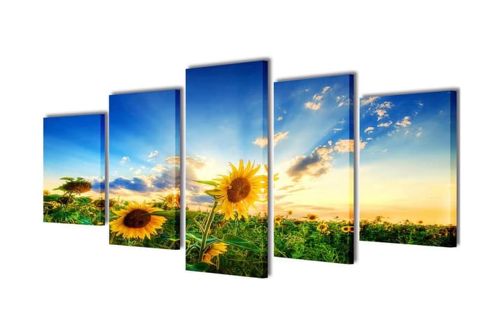 Uppsättning väggbonader på duk: solros 200x100 cm - Flerfärgad - Inredning - Tavlor & posters - Canvastavla