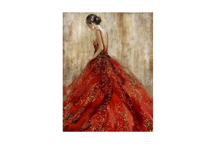Oljemålning Silvery 60x80cm Kvinna i röd klänningen