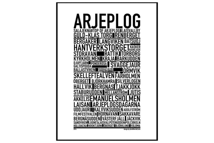 Arjeplog Text Svartvit - 30x40 cm - Inredning - Tavlor & posters - Posters & prints