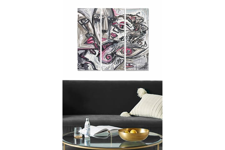 Canvastavla Abstract 3-pack Flerfärgad - 20x50 cm - Inredning - Tavlor & posters - Posters & prints