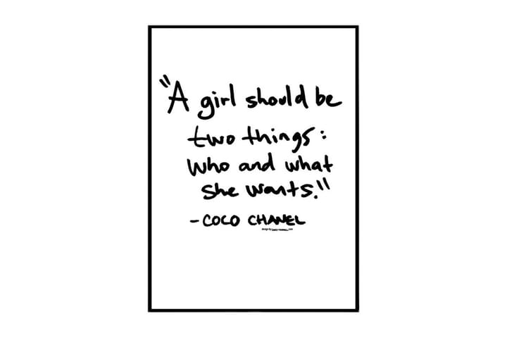 Classy & Fabulous - Coco Chanel Text Svartvit - 70x100 cm - Inredning - Tavlor & posters - Posters & prints