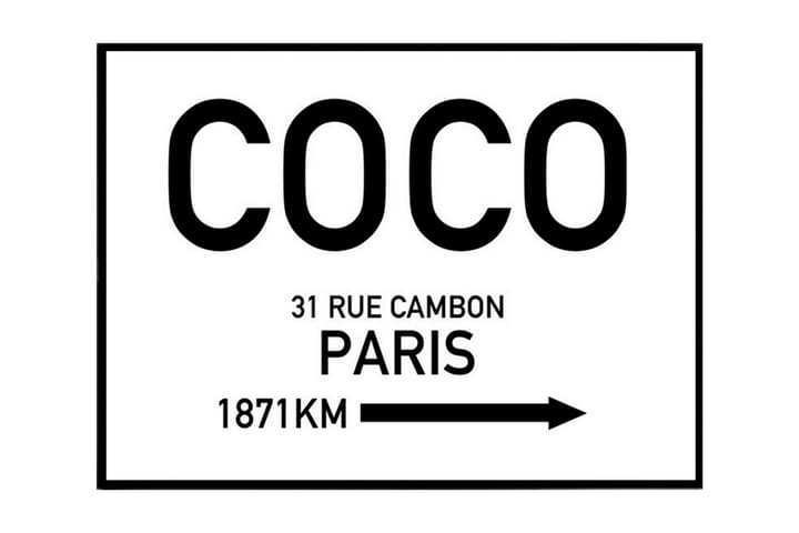 Coco 31 Rue Cambon - Paris Text Svartvit - 30x40 cm - Inredning - Tavlor & posters - Posters & prints