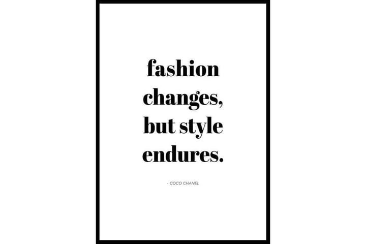 Coco Chanel - Style Endures Text Svartvit - 30x40 cm - Inredning - Tavlor & posters - Posters & prints