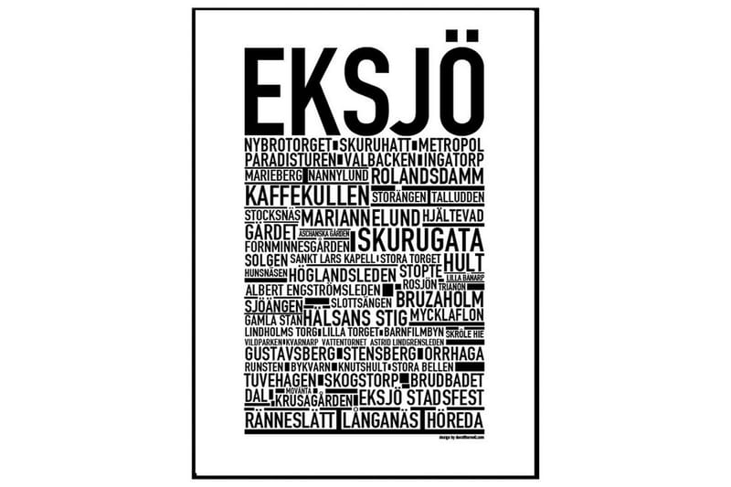 Eksjö Text Svartvit - 30x40 cm - Inredning - Tavlor & posters - Posters & prints