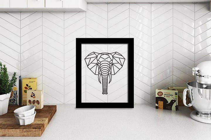 Elephant Patterned Illustration Svat/Vit - 23x28 cm - Inredning - Tavlor & posters - Posters & prints - Djur poster