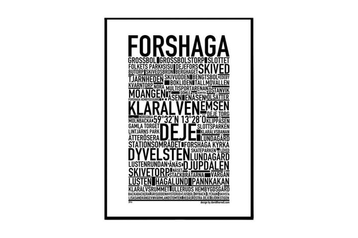 Forshaga Text Svartvit - 61x91 cm - Inredning - Tavlor & posters - Posters & prints