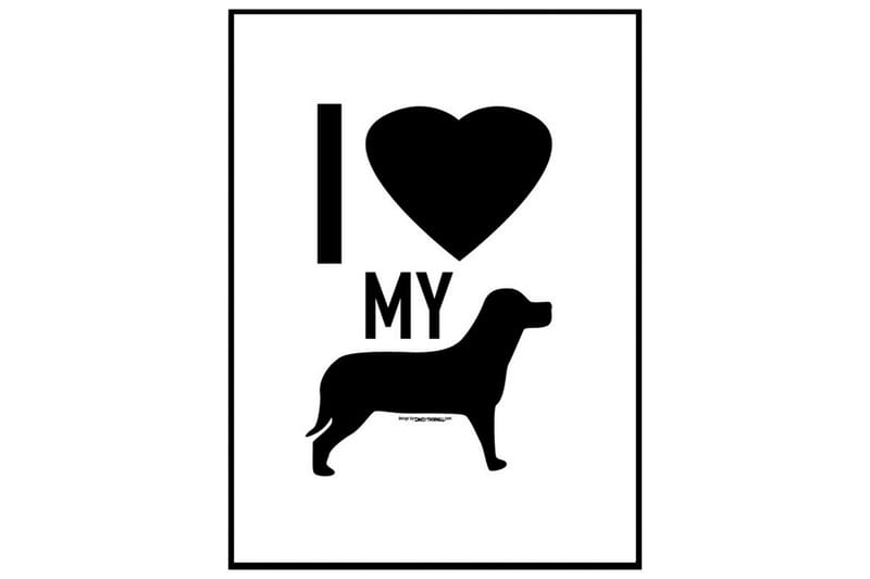 I Love My Dog Illustration Svartvit - 40x50 cm - Inredning - Tavlor & posters - Posters & prints - Djur poster