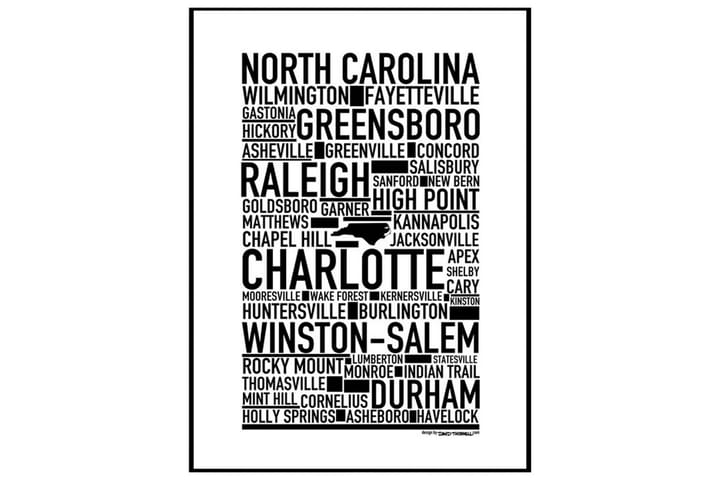 North Carolina Text Svartvit - 30x40 cm - Inredning - Tavlor & posters - Posters & prints