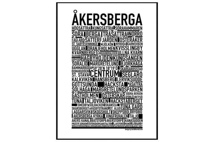 Poster Åkersberga Vit|Svart 30X40 - Sverige Posters - Inredning - Tavlor & posters - Posters & prints