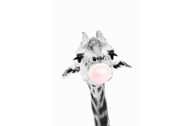 Poster Giraffe 50x70 cm - Rosa|Gul - Inredning - Barnrum inredning - Väggdekor barnrum - Poster barnrum