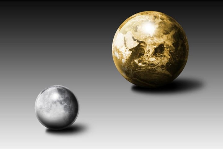 Poster Gold Moon and Earth - 50x70cm - Inredning - Tavlor & posters - Posters & prints - Astronomi & rymden poster
