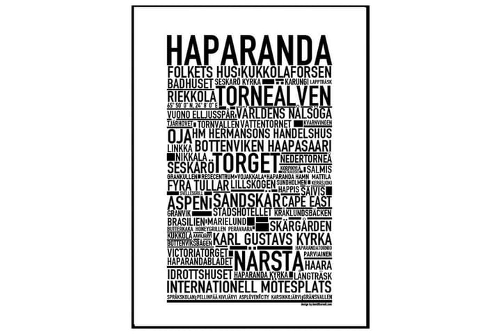 Poster Haparanda Vit|Svart 30X40 - Sverige Posters - Inredning - Tavlor & posters - Posters & prints