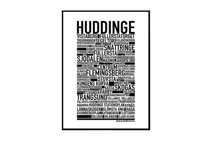 Poster Huddinge Vit|Svart 30X40 - Sverige Posters - Inredning - Tavlor & posters - Posters & prints