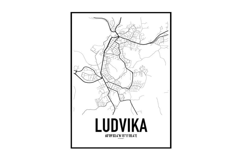 Poster Ludvika Karta Vit 40X30 - Finns i flera storlekar - Inredning - Tavlor & posters - Posters & prints