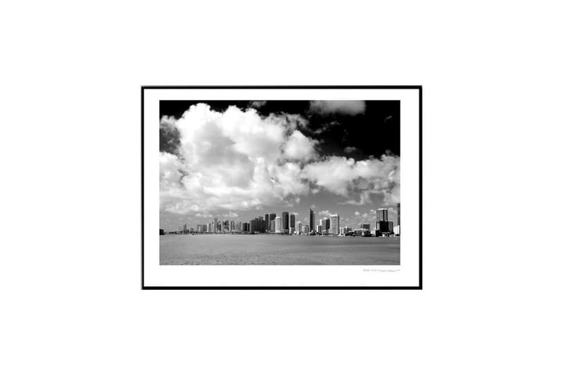 Poster Miami Skyline Vit|Svart 30X40