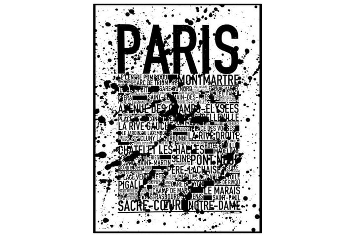 Poster Paris Splash Vit|Svart 30X40 - Världen - Inredning - Tavlor & posters - Canvastavla