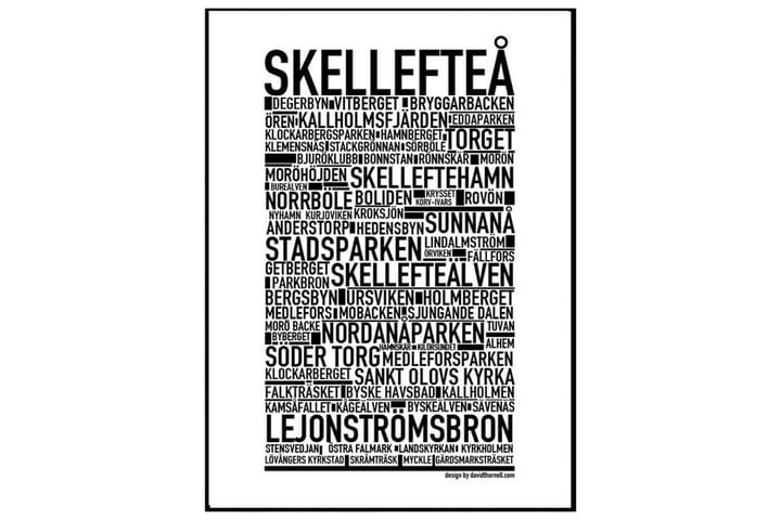 Poster Skellefteå Vit|Svart 50X70 - Sverige Posters - Inredning - Tavlor & posters - Posters & prints