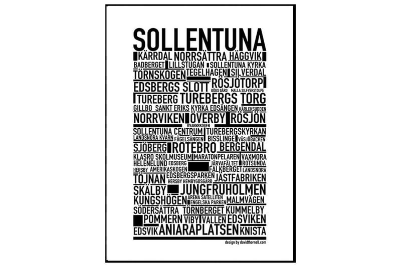 Poster Sollentuna Vit|Svart 30X40 - Sverige Posters - Inredning - Tavlor & posters - Posters & prints