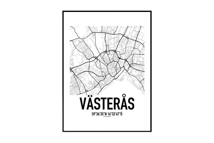 Poster Västerås Karta Vit 30X40 - Finns i flera storlekar - Inredning - Tavlor & posters - Posters & prints