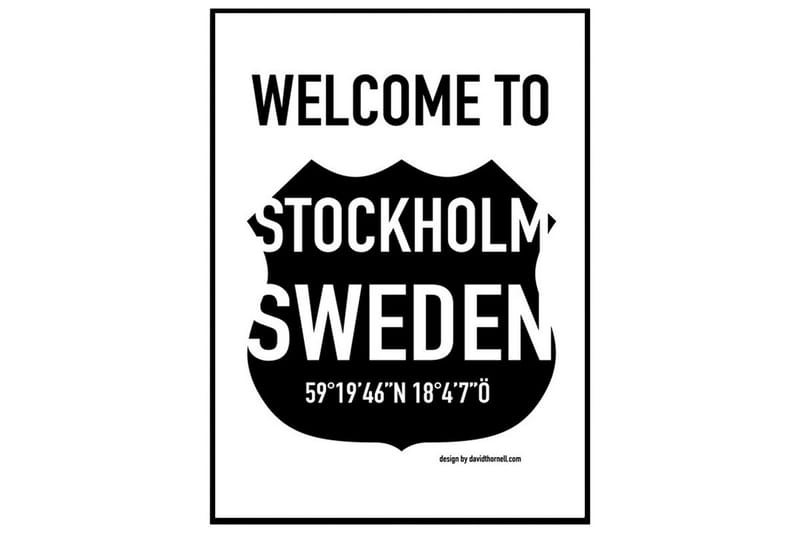 Poster Welcome To Stockholm Vit|Svart 40X50 - Sverige Posters - Inredning - Tavlor & posters - Posters & prints