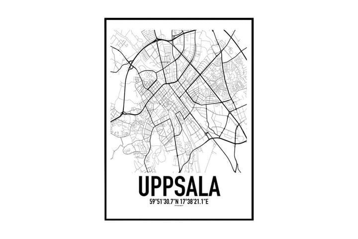Uppsala Karta Illustration/Text Svartvit - 30x40 cm - Inredning - Tavlor & posters - Posters & prints