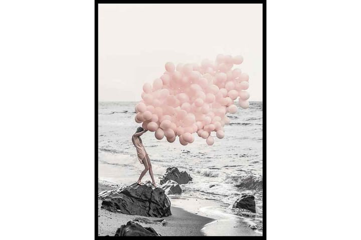 Woman with Pink Balloons No1 Foto Rosa/Grå - 50x70 cm - Inredning - Tavlor & posters - Posters & prints