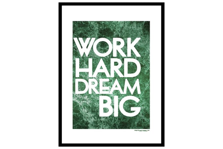 Work Hard Dream Big Text Vit/Grön - 50x70 cm - Inredning - Tavlor & posters - Posters & prints