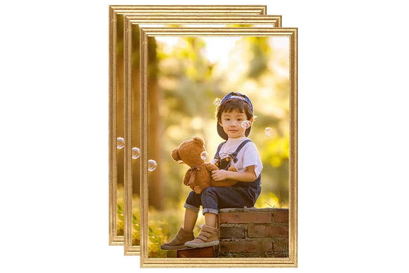 Fotoramar 3 st för vägg eller bord guld 70x90 cm MDF - Guld - Inredning - Tavlor & posters - Ramar & tavelram - Fotoram