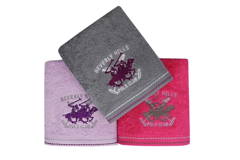 Handduk Beverly Hills Polo Club 50x90 cm 3-pack - Rosa|Grå|Lila - Inredning - Textilier - Badrumstextilier