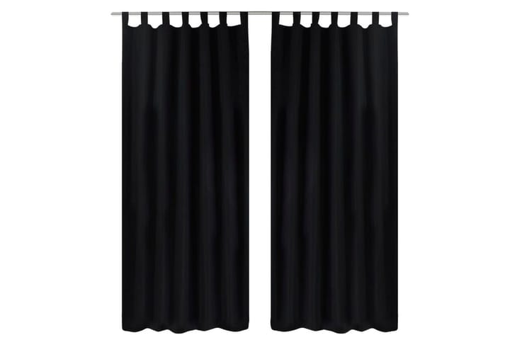 2-pack gardiner med öglor i svart microsatin 140x245 cm - Svart - Inredning - Textilier - Gardiner