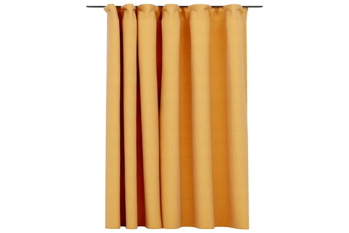 Mörkläggningsgardin med krokar linnelook gul 290x245 cm - Gul - Inredning - Textilier - Gardiner