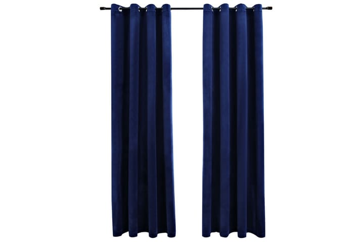 Mörkläggningsgardiner m. ringar 2st mörkblå sammet 140x225cm - Blå - Inredning - Textilier - Sängkläder