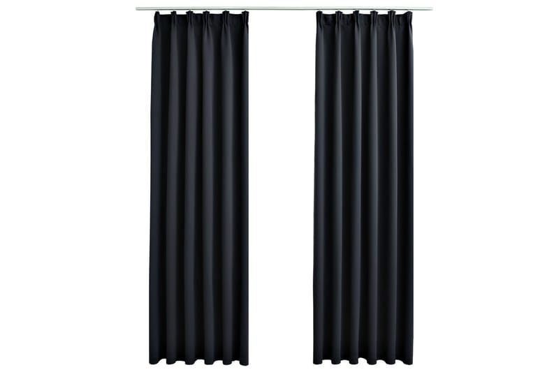 Mörkläggningsgardiner med krokar 2 st svart 140x225 cm - Svart - Inredning - Textilier - Gardiner