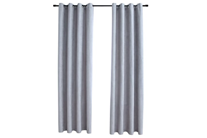 Mörkläggningsgardiner med metallringar 2 st grå 140x245 cm - Grå - Inredning - Textilier - Gardiner