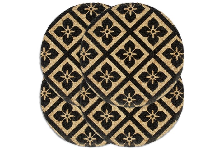 Bordstabletter 4 st svart 38 cm rund jute - Svart - Inredning - Textilier - Kökstextilier