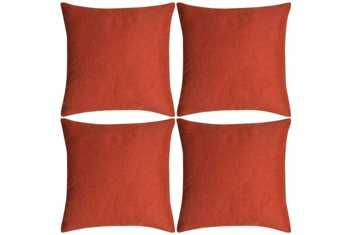 Kuddöverdrag 4 st linne-design 50x50 cm terrakotta - Orange - Inredning - Textilier - Kuddfodral